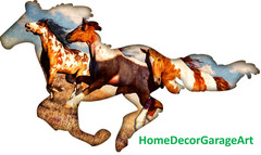 Wild Mustang Horses Cutout Shape Metal Art Sign, Barn Ranch Garage Art