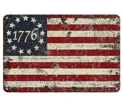Vintage 1776 Betsy Ross American Flag Metal Sign – Rustic Patriotic Wall Decor