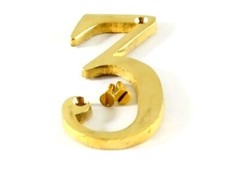 150 MM Home Decor 6″Height Brass Home Address Number ‘3’ With 2 Screws