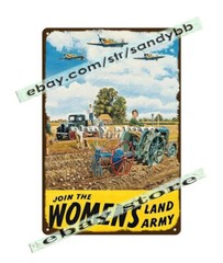 Join the womans land army farm equipment metal tin sign bedroom art lodge cafes