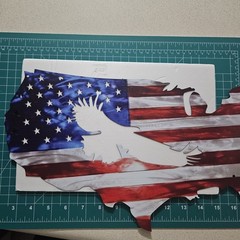 American Flag Painted USA Map With An Outline Of An Eagle. Metal Sign