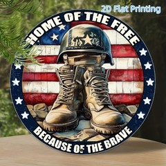 Military Wall Sign Aluminum 8 Round Retro Patriotic Funny Boots Helmet