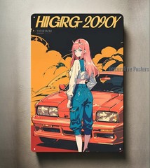 japanese car art girl Car Metal Poster – Tin Sign – Size:20x30cm