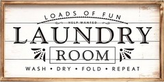 JUMBO HUMBLE Large Laundry Sign, Loads of Fun Laundry Room 24 x 12 wood sign