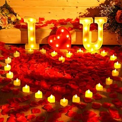 I Love You Light up Letters Sign Rose Petals for Romantic Night for Her Proposal