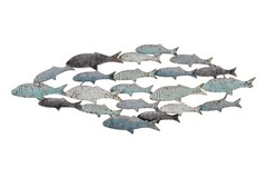 Creative Co-Op Rubber Wood School of Fish Wall DÃ©cor, Distressed Turquoise