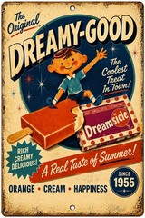 Retro Ice Cream Sign Vintage Look Soda Shop Nostalgic Summer Wall Decor