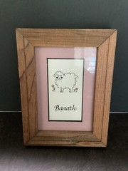 Small Wooden Framed Sheep Illustration For Bathroom