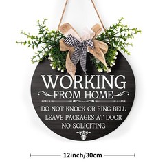 Working From Home Sign for Front Door 12″x12″, Please Do Not Knock or Ring Be…