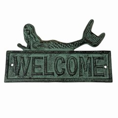 Cast Iron Mermaid Welcome Plaque Sign