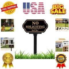 No Soliciting Sign for House with Stake – 50-mil Thick Aluminum – 5×10 Inch/3…