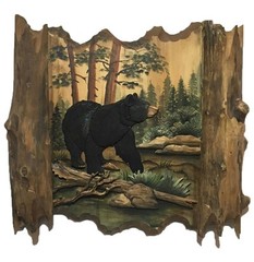 Zeckos Bear Family in Forest Wall Art – 36″ x 23″