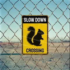 MUYIASER Metal Sign Squirrel Slow Down Crossing Sign Aluminum Metal Tin Signs…