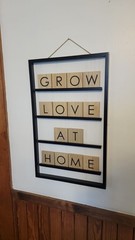 Family Home Love Scrabble Tile Grow Love at Home Farmhouse Rustic Sign Wall Art