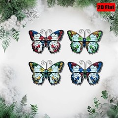 4 Pcs Vintage Metal Wall Decor Butterfly & Flower – Rustic Farmhouse Metal Wa…