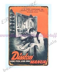 artistic wall hangings 1942 Disston Saw Tool File Woodworking metal tin sign