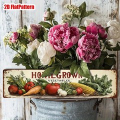 Vintage Metal Homegrown Vegetables Sign Rustic Farmhouse Garden Kitchen Wall Art