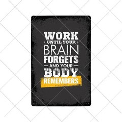 Tin Metal Sign Fitness Motivational Quotes Poster Work Out Plaque 8×12
