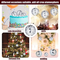 20pcs Mirror Disco Balls for New Year Party Decor – Assorted Sizes with Rope