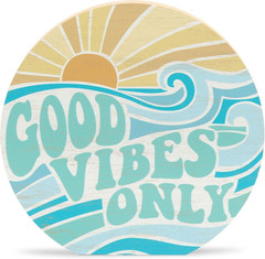 Good Vibes Only Chunky Wood Block Sign – Retro Beach Themed Decor – Hang or Disp