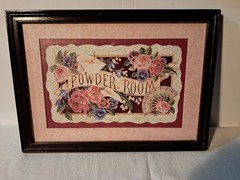 Home Interiors & Gifts Framed Powder Room Floral Decorative Wall Plaque