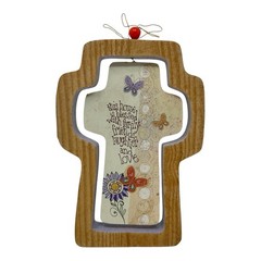Natural Life Wooden Cross Wall Decor Butterfly Blessed Home Family Friends Love