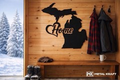 Michigan Heart & Home 20” Black Handcrafted Metal Wall Decor Art Sign
