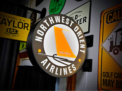 Northwest Orient Airlines LED Lightbox Sign 3D Printed Round Wall Mount Man Cave