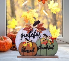 CYNOSA Fall Decorations for Home Blessed Grateful Thankful Fall Decor Wooden