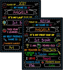 First & Last Day of School Chalkboard, Double Sided First Day School Sign