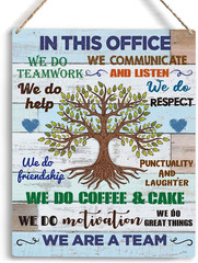 Decorative Signage, Wooden Hanging Sign with Teamwork Motivational Quotes, 10×8