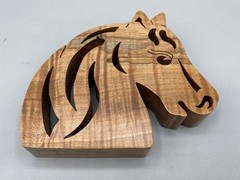 HandCrafted Wooden Cut Out Horse Head Figure Signed “Evans” 2015 4.75″ x 4.25″