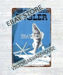1966 Pennsylvania sporting fishing unique fisherman gifts metal tin sign