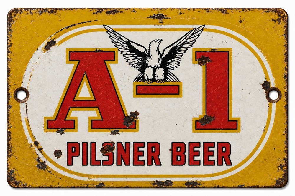 TIN SIGN A-1 Pilsner Beer, Shop, Bar Pub, Cave, Metal Décor, 12×8