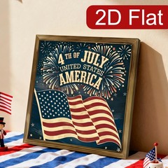 4th Of July Firework American Flag Wooden Plaque Farmhouse Wall Decoration Gift