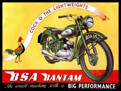 Vintage BSA Bantam motorcycle poster ad reproduced on steel sign biker decor