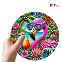printing circular tin metal sign flamingo theme country style 8×8