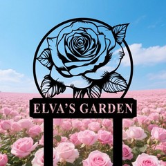 Custom Rose Garden Sign with Stake, Personalized Metal Rose Garden Sign, Rose