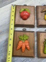 Set of 4 Vintage 3D Ceramic Wall Décor Plaques Vegetables