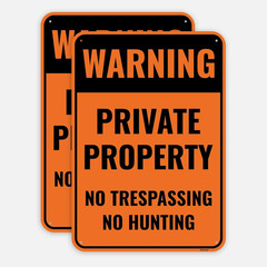 2-Pack Aluminum No Trespassing and No Hunting Signs, 10 x 7 Inches