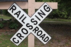 1-Large RAILROAD CROSSING Enameled Wall Sign,Collectible,Free Ship,RRW-T