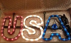 USA Sign Led Lights Neon Like Red White Blue New 7″ x 15″ Patriotic Man Cave