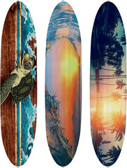 3Pc Surfboard Wall Decor 23.6″x5.4″ Wood Tropical Beach Signs Hawaiian Tiki Art