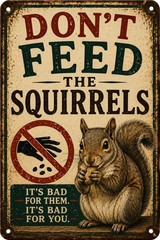 2 Pack- Please Dont Feed The Squirrels Metal Sign