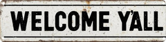 Welcome Y’All Metal Sign 4X16In Southern Style Plaque for Porch Farmhouse Living