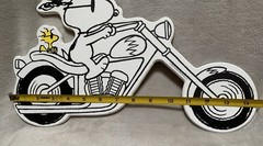 NEW Peanuts Biker Snoopy & Woodstock on Chopper Motorcycle Wooden Wall Art
