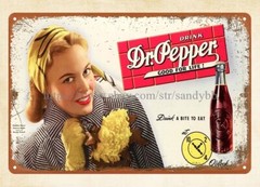 soda pop beverage carbonated refreshment drink a bit to eat tin sign