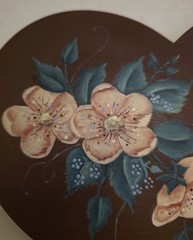 Hand-painted Wooden Heart Plaque Folk Srt Floral Design Cottage Core