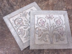 Pr. Vintage Plaster Wall Plaques 9″x9″ Architectural Home Garden Old World Decor
