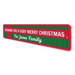 Christmas Present Sign, Custom Wishing You A Very Merry Christmas – Aluminum